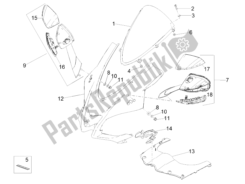 All parts for the Front Fairing of the Aprilia RSV4 RR USA 1000 2016