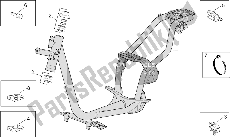 All parts for the Frame of the Aprilia Scarabeo 50 4T 2V E2 2006
