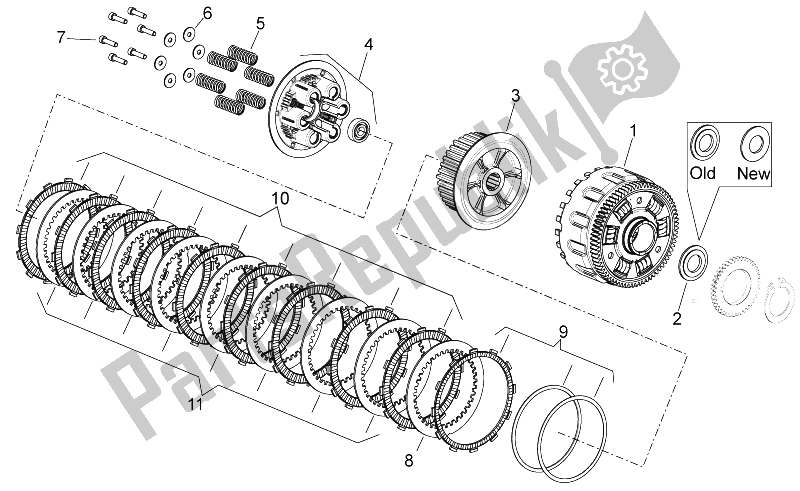 All parts for the Clutch Ii of the Aprilia Shiver 750 GT 2009