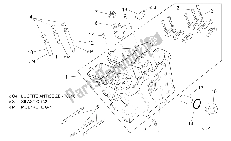 All parts for the Cylinder Head of the Aprilia Pegaso 650 1997