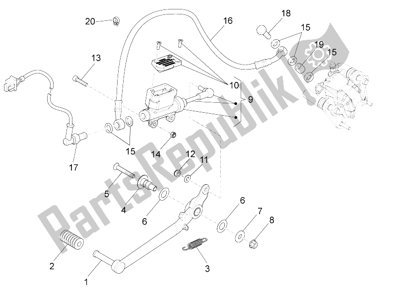 Alle Teile für das Hauptbremszylinder Hinten des Aprilia RS4 50 2T 2014