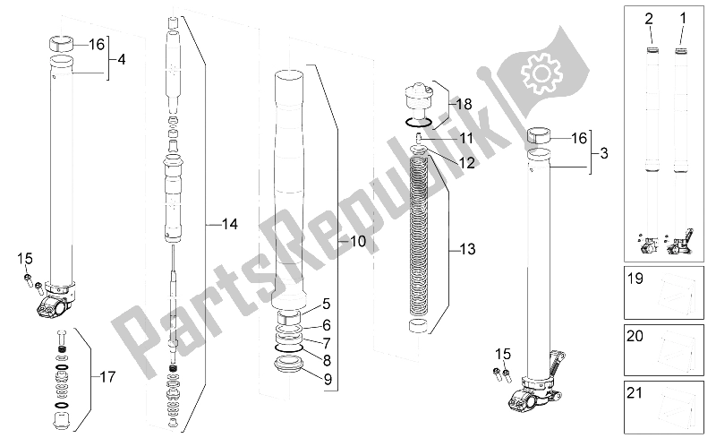 All parts for the Front Fork I of the Aprilia RXV SXV 450 550 Pikes Peak 2009