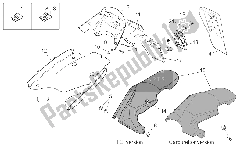 Tutte le parti per il Corpo Posteriore Iii del Aprilia SR 50 H2O IE Carb 2003