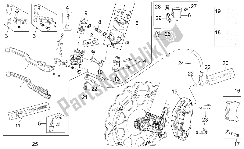 Toutes les pièces pour le Système De Freinage Avant Ii du Aprilia RXV SXV 450 550 Pikes Peak 2009