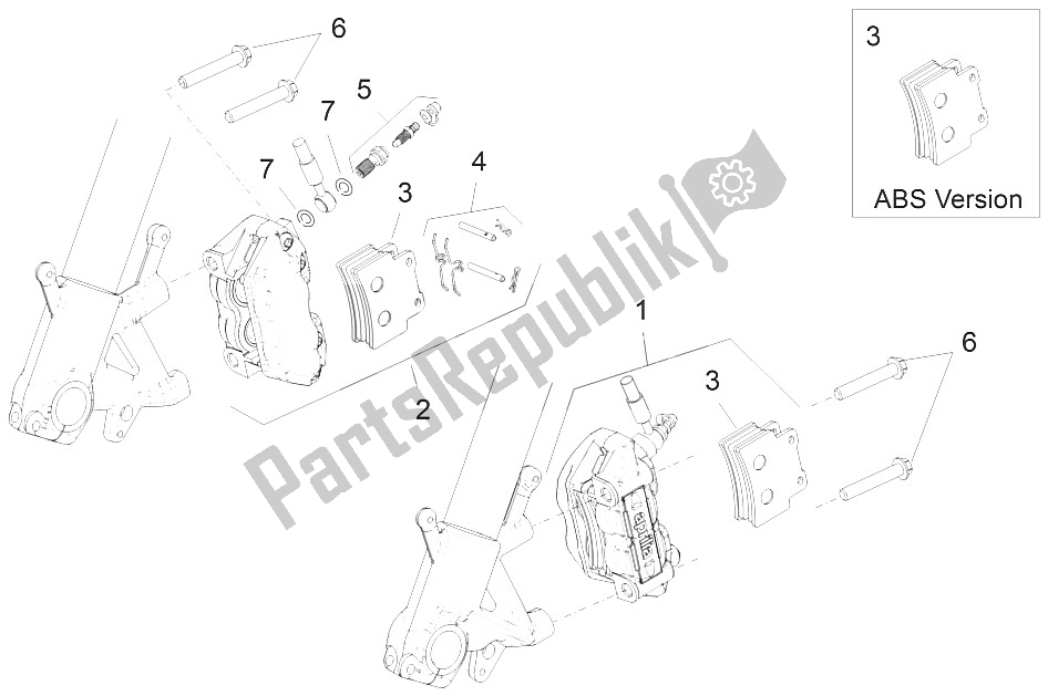 All parts for the Front Brake Caliper of the Aprilia Shiver 750 USA 2015