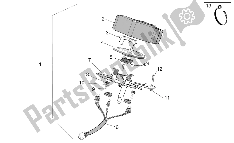 All parts for the Dashboard of the Aprilia MX 50 2004