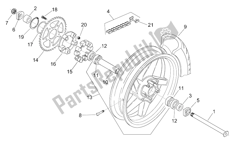 All parts for the Rear Wheel of the Aprilia RS 125 1999