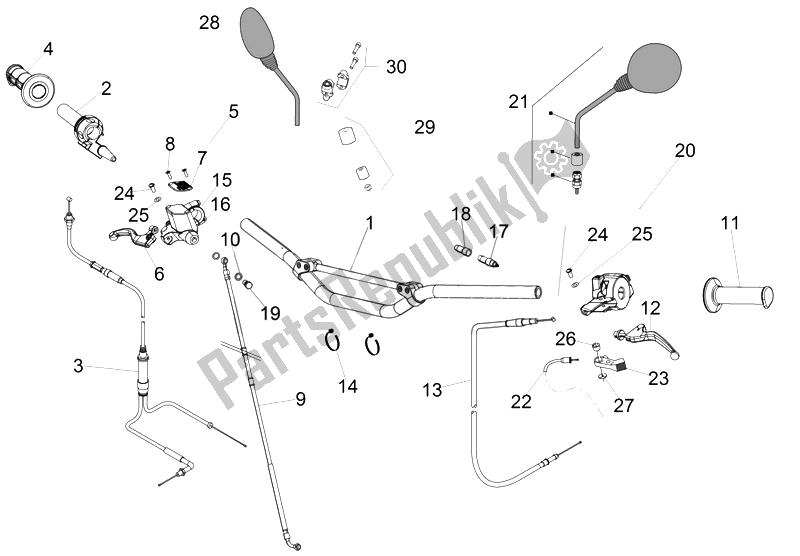 All parts for the Handlebar - Controls of the Aprilia SX 50 2014