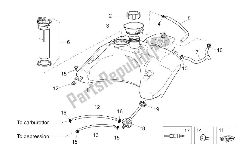 Todas las partes para Tanque De Combustible Ii de Aprilia SR 50 IE Carb MY 2010