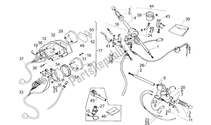 All parts for the Handlebar - Controls of the Aprilia RS 125 1995