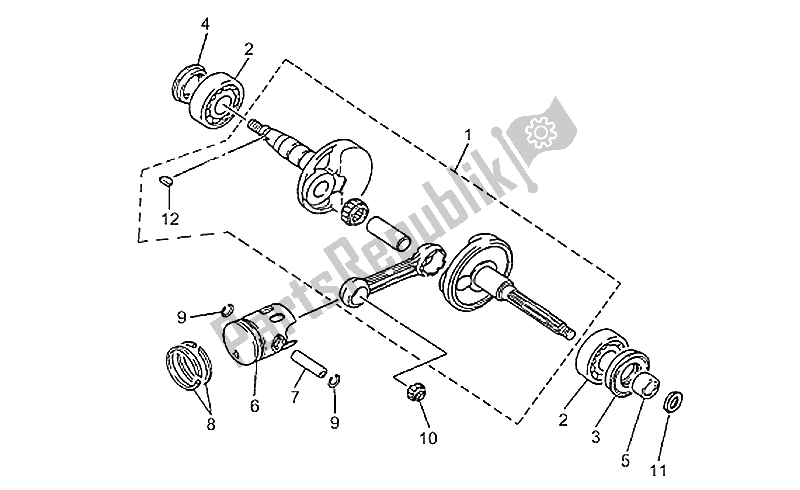 All parts for the Drive Shaft of the Aprilia Quasar 50 100 2003