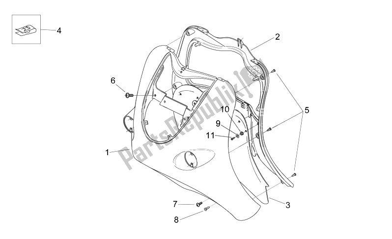 Tutte le parti per il Corpo Anteriore - Scudo del Aprilia Mojito 125 E3 2008