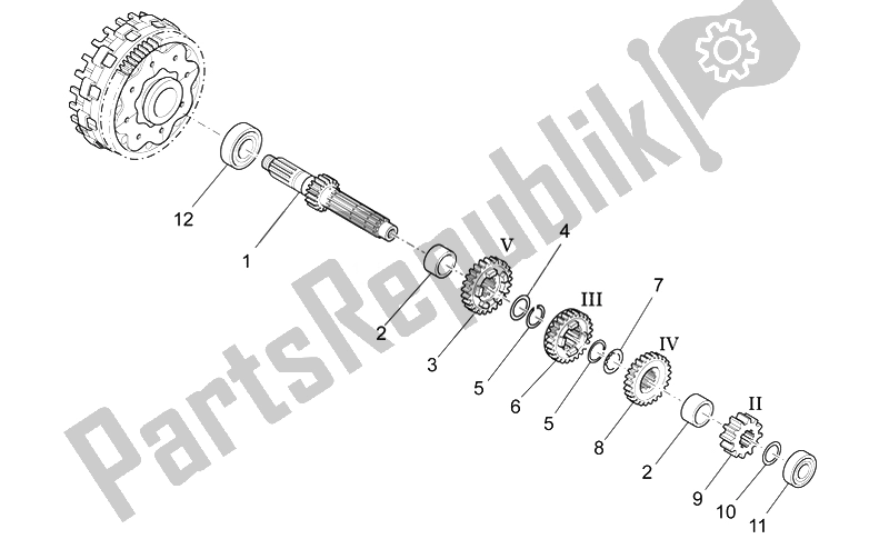 Todas las partes para Eje De Engranaje Primario de Aprilia RXV SXV 450 550 2008