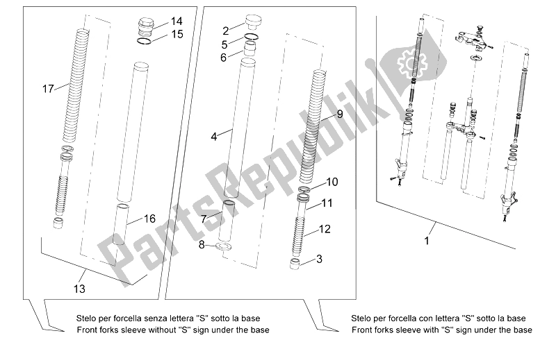 Todas as partes de Garfo Dianteiro Ii do Aprilia RS 50 1996