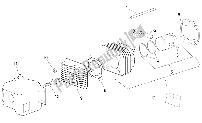 All parts for the Cylinder Head of the Aprilia Sonic 50 AIR 1998