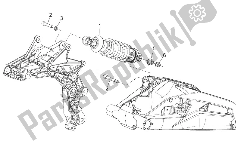 All parts for the Rear Shock Absorber of the Aprilia Shiver 750 USA 2011