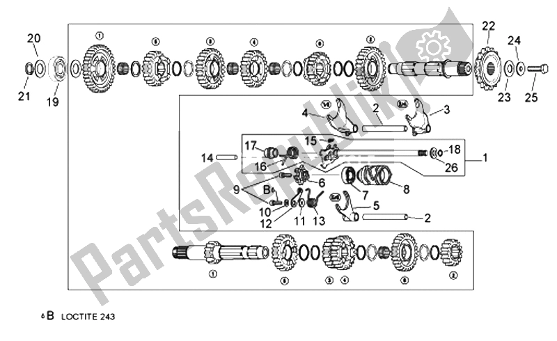 Todas as partes de Seletor De Caixa De Engrenagens do Aprilia RSV Tuono 1000 2006