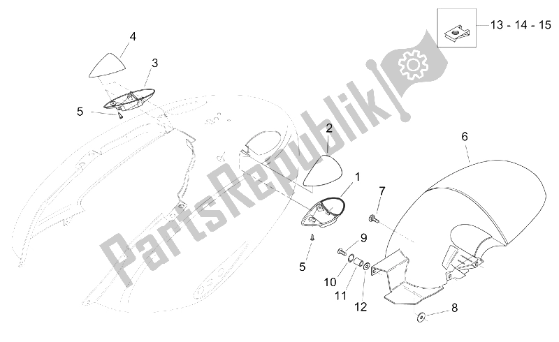 Tutte le parti per il Corpo Posteriore - Parafango del Aprilia Mojito 125 1999