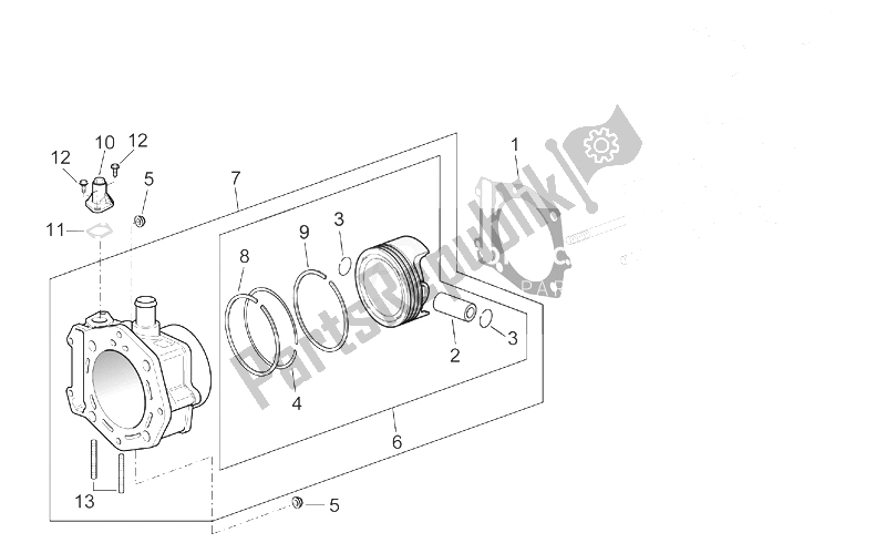 Tutte le parti per il Cilindro del Aprilia Scarabeo 500 2003