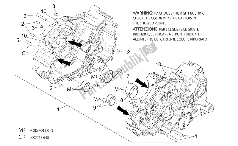 All parts for the Crankcases I of the Aprilia RSV Mille 1000 1998