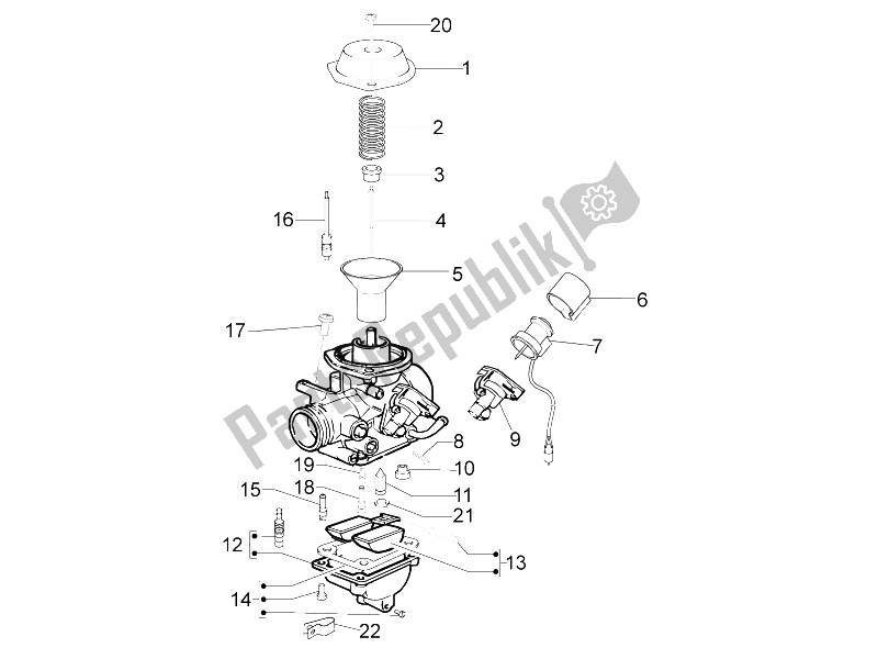 Alle onderdelen voor de Carburateur Onderdelen van de Aprilia SR Motard 50 4T 4V 2013