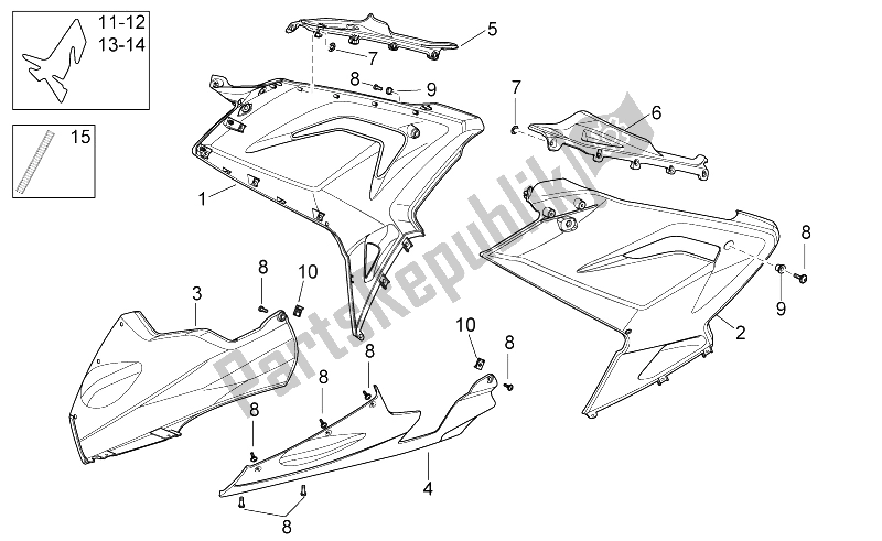 All parts for the Central Body of the Aprilia RS 125 2006