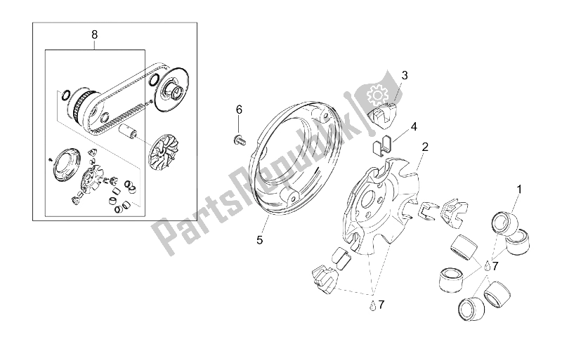 All parts for the Primary Transm. I of the Aprilia Leonardo 125 150 1996