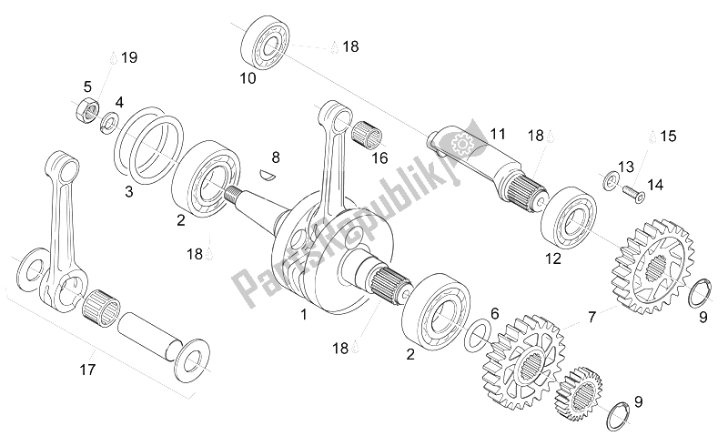 Todas as partes de Virabrequim - Eixo De Equilíbrio do Aprilia RS 125 ENG 122 CC 1996