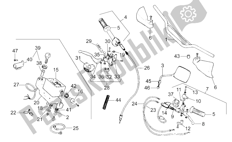 Tutte le parti per il Manubrio - Comandi del Aprilia RX 125 ENG 122 CC 1995