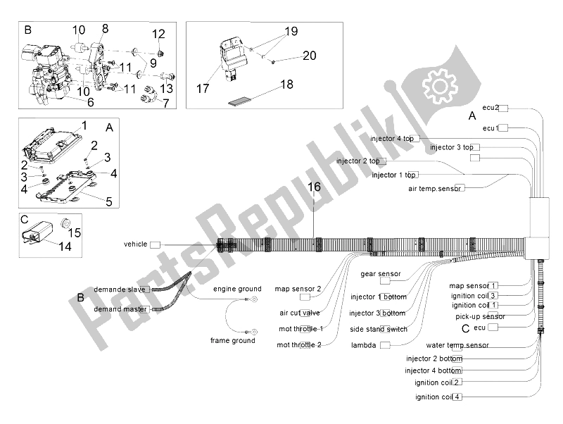 Toutes les pièces pour le Système électrique Central du Aprilia RSV4 Racing Factory L E USA 1000 2016