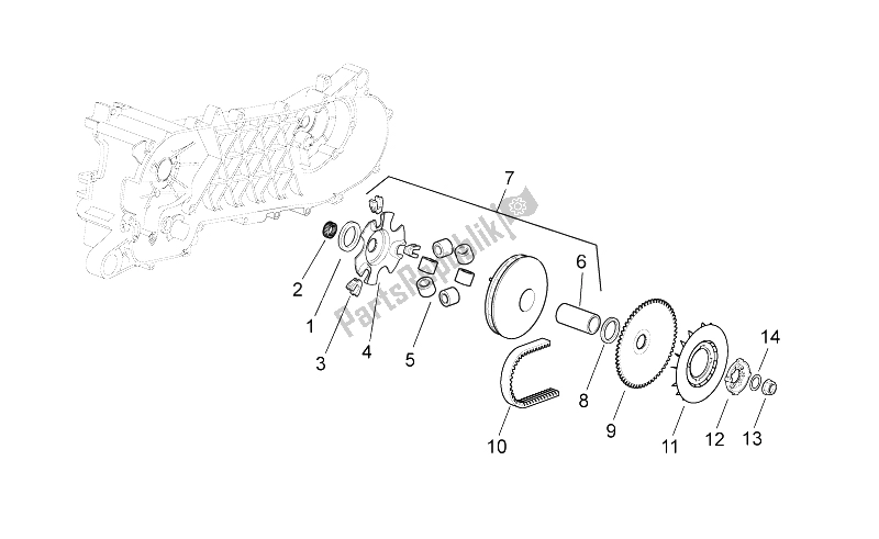 Toutes les pièces pour le Variateur du Aprilia Scarabeo 50 2T E2 ENG Piaggio 2010