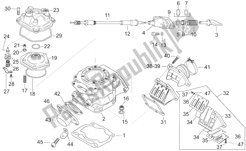 Toutes les pièces pour le Cylindre - Culasse du Aprilia RS 125 ENG 123 CC 1996