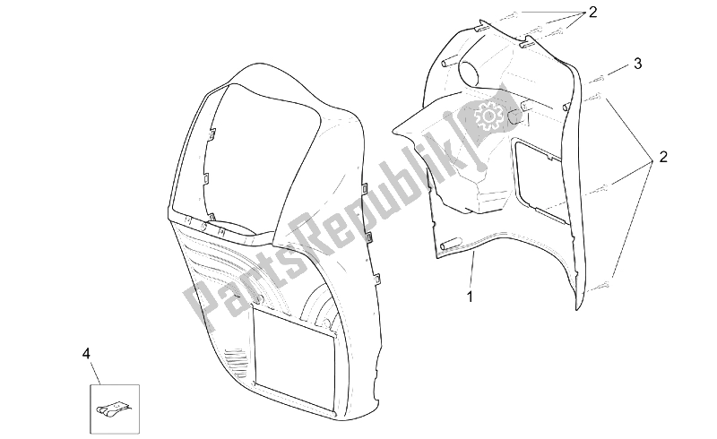 All parts for the Front Body - Internal Shield of the Aprilia Scarabeo 125 200 E2 ENG Piaggio 2003