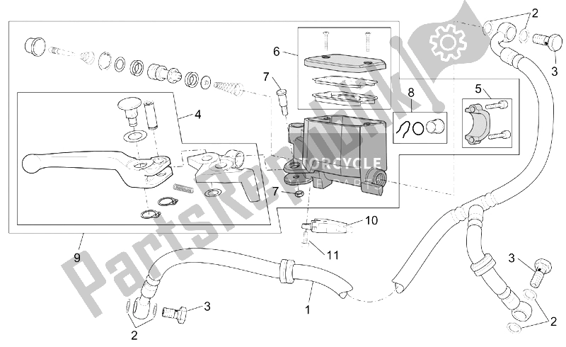 All parts for the Front Master Cilinder of the Aprilia ETV 1000 Capo Nord 2001