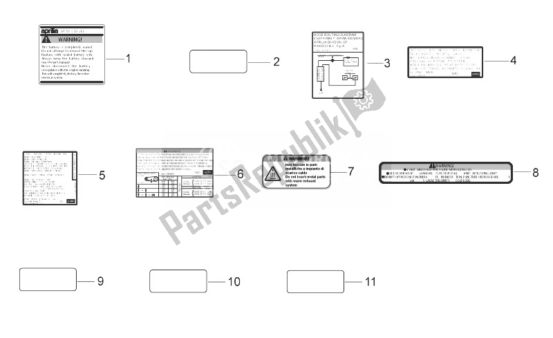 Tutte le parti per il Decalcomanie Tecniche del Aprilia Shiver 750 USA 2011