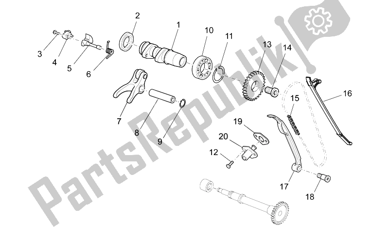 All parts for the Front Cylinder Timing System of the Aprilia RXV SXV 450 550 2008