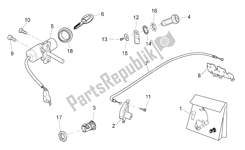 Alle Teile für das Hardware-kit Verriegeln des Aprilia Atlantic 300 2010