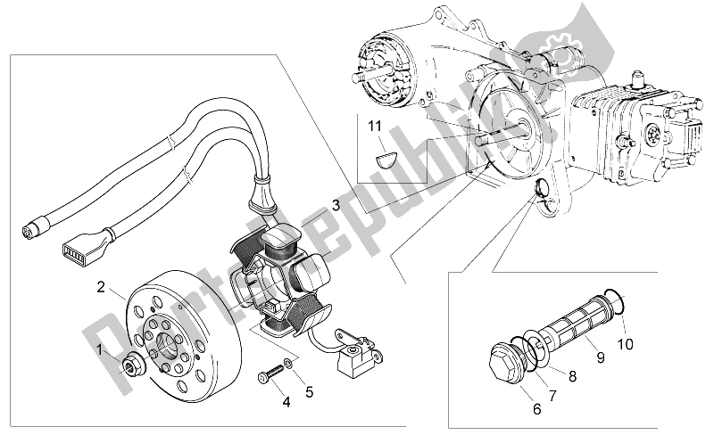 Toutes les pièces pour le Cdi Magneto Assy du Aprilia Mojito 125 1999