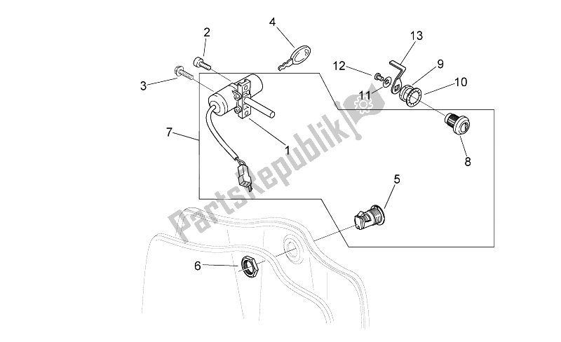 Alle Teile für das Hardware-kit Verriegeln des Aprilia Mojito 125 E3 2008