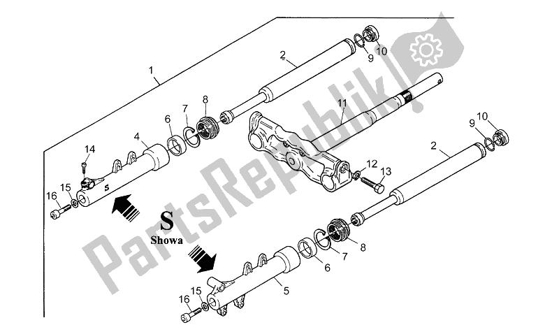 Toutes les pièces pour le Fourche Avant Showa du Aprilia SR Viper 50 1994