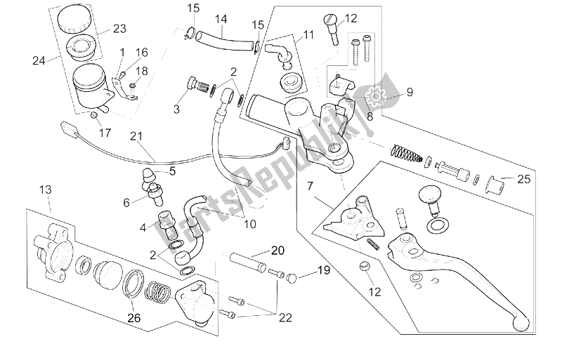 All parts for the Clutch Pump of the Aprilia RSV Mille 1000 2003