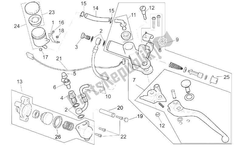 Alle Teile für das Kupplungspumpe des Aprilia RSV Mille 1000 2003