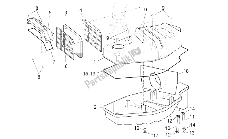 Tutte le parti per il Air Box Nuova Versione del Aprilia Scarabeo 125 150 200 ENG Rotax 1999