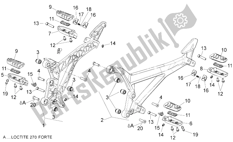 All parts for the Foot Rests of the Aprilia Shiver 750 2007