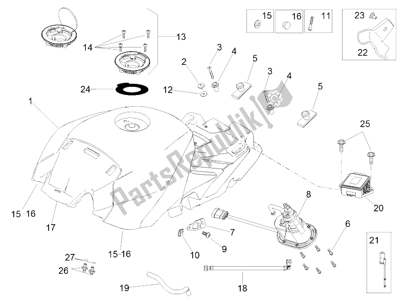 Alle onderdelen voor de Benzinetank van de Aprilia RSV4 Racing Factory L E 1000 2015