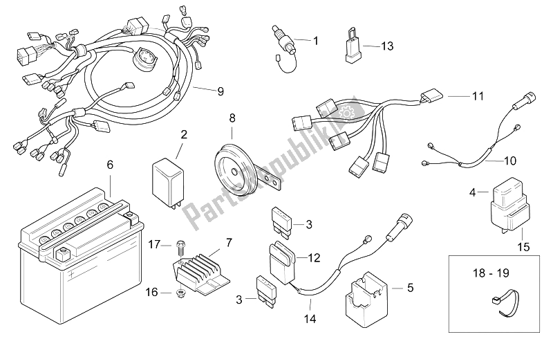 Todas las partes para Sistema Eléctrico de Aprilia SR 50 AIR WWW 1997