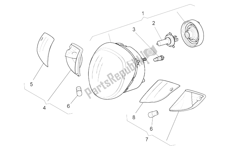 Todas las partes para Faro de Aprilia Scarabeo 125 200 Light Carb 2007