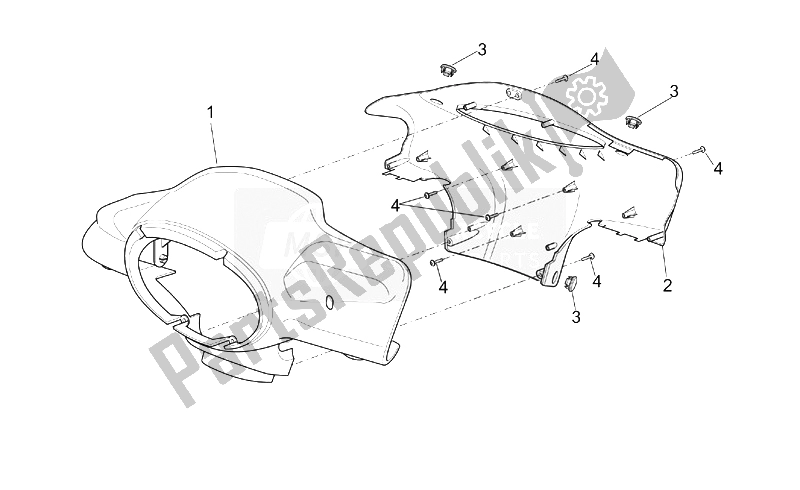 All parts for the Front Body I of the Aprilia Scarabeo 50 4T 2V E2 2002