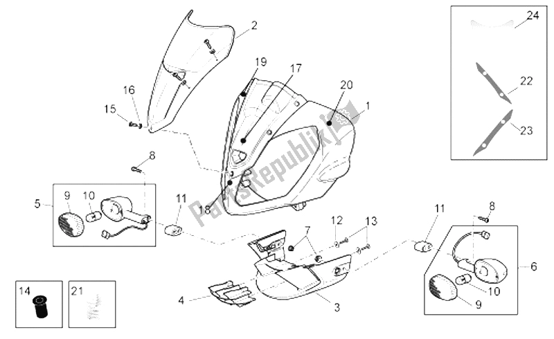 All parts for the Front Body - Front Fairing of the Aprilia RSV Tuono 1000 2006