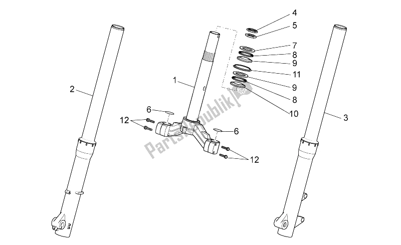 All parts for the Front Fork I of the Aprilia Scarabeo 125 200 Light Carb 2007